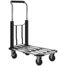 Carrello Portapacchi Pieghevole con Pedana Estensibile Capacità 150 kg in Metallo e Alluminio Argento      