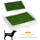 Lettiera per Cani 46,5x34x5,5 cm 3 Strati con Prato Sintetico Griglia e Vassoio Inferiore Bianco e Verde  