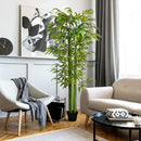 Pianta Artificiale di Bambù 180 cm Pianta Finta Realistica con Vaso Decorativo in Bambù e Plastica Verde      