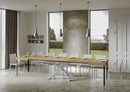 Tavolo Allungabile 130-390x90x77 cm Volantis Quercia Natura Telaio Bianco 