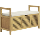 Panca Scarpiera a Doghe da Ingresso con Design a Ribalta 100x40x60 cm in Legno di Bambù