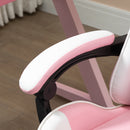 Sedia Gaming Ergonomica Reclinabile con Poggiatesta, Cuscino Lombare, Altezza Regolabile, Rosa e Bianco      