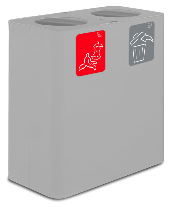 Pattumiera Sistema di Raccolta Rifiuti 77x38xh80 cm in Acciaio 3 Scomparti Bianco sconto