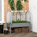 Letto per Orto con Serra da Giardino 121x55x117 cm Portapiante da Esterno in Legno e PE Grigio Scuro      