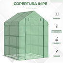 Serra da Giardino con Scaffali 143x138x190 cm in PE e Porta Avvolgibile Verde