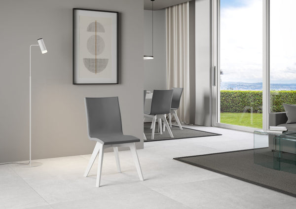 Sedia 52x52x87 cm Trudy gambe bianche in Similpelle Grigio online