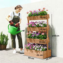 Letto da Giardino Rialzato Fioriera Verticale per Fiori o Orto con Drenaggio e Rivestimento in Legno Naturale      