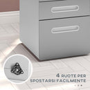 Cassettiera da Ufficio 3 Cassetti con Serratura Portadocumenti Formato A4 in Acciaio Grigio Chiaro  