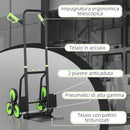 Carrello Portapacchi per Scale 6 Ruote 44x67x106,5 cm Pieghevole Portata 120kg in Acciaio Verde      