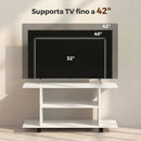 Mobile Porta TV Moderno 80x40x40 cm con Ripiani Ruote Girevoli e Freni Bianco      