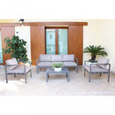 Set Salotto da Giardino Divano 2 Poltrone e Tavolino con Cuscini in Alluminio Taupe