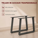 Set 2 Gambe per Tavolo 60x10x43 cm Trapezoidali con 12 Fori e 12 Viti Capacità 75 kg in Acciaio Nero      