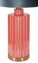 Lampada da Tavolo Helene Tower Ø40x70 cm in Vetro e Ferro e Tessuto Rosso e Blu      