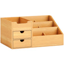 Organizer da Scrivania Bagno Cosmetici Makeup 33x20,5x15,5 cm con Cassetti e Scomparti Aperti in Bambù  