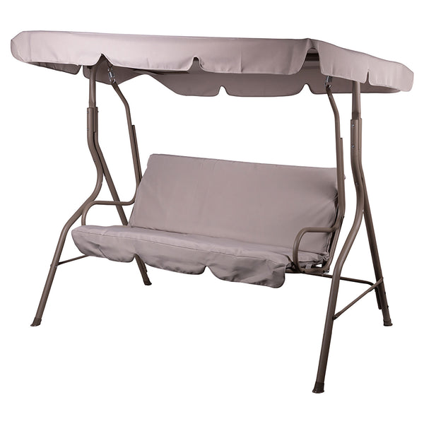 Dondolo da Giardino 3 Posti 170x110x160 cm con Tetto Parasole in Acciaio e Poliestere Tortora prezzo