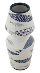 Vaso Ceramica Fish Double Ø14x34 cm in Ceramica Multicolor      