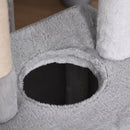 Albero Tiragraffi per Gatti 60x50x165 cm in Peluche e Corda Sisal Grigio e Beige