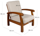 Poltrona in Legno con Cuscini 66x85x83cm Vandi Ecru