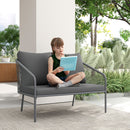 Divano da Giardino 2 Posti Stile Boho 112x72x76 cm con Cuscini Sfoderabili e Braccioli in Rattan PE e Acciaio Grigio      