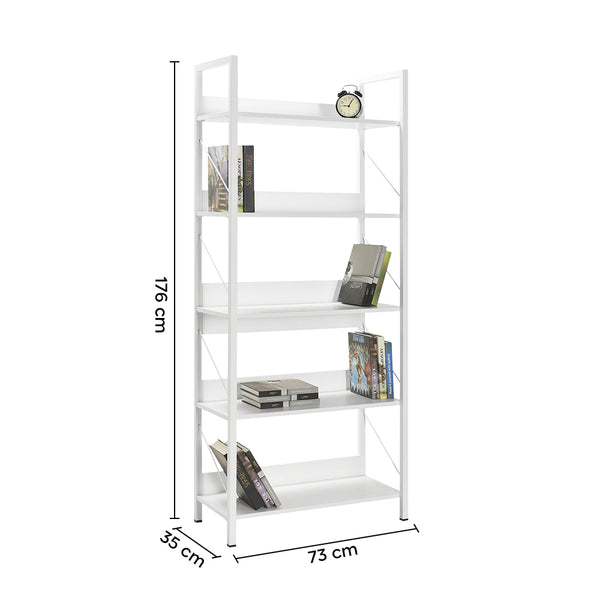 Libreria in Legno 73x176x35 cm Scaffale 5 Ripiani per Ufficio Bianco online