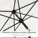Ombrellone Rettangolare 2x3 m Pieghevole e Regolabile in Alluminio e Poliestere Bianco Crema   
