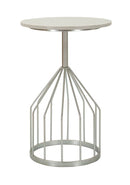 Tavolinetto Cup Ø37,5x58 cm in Ferro e Marmo Argento      