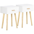 Set 2 Comodini 40,5x30,5x60 cm con Cassetto in Legno Color Rovere e Bianco      