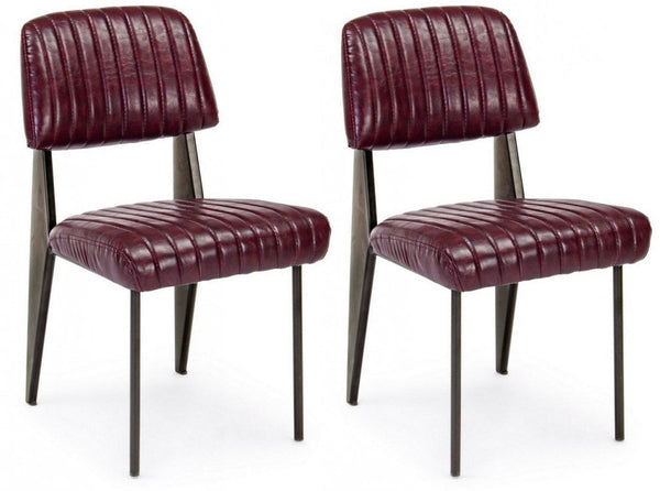 prezzo Set 2 Sedie Imbottite 60x59x81 cm Nelly in Ecopelle Bordeaux Vintage