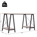 Scrivania da Ufficio Industrial in Metallo e Legno MDF Ripiani Legno e Nero 140x60x75 cm 