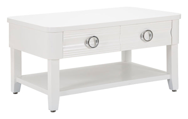 prezzo Tavolino da Caffè 90x47x60 cm in Legno MDF e Metallo Bianco