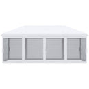 Gazebo da Giardino Pieghevole 585x295x270 cm con 6 Tende Zanzariere in Acciaio Bianco Crema