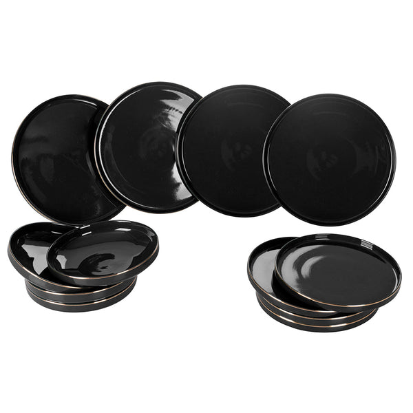 Servizio Piatti 12 Pezzi in New Bon China VdE Tivoli 1996 Luxury Black acquista