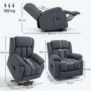 Poltrona Elettrica Alzapersona Reclinabile 135° con Poggiapiedi in Tessuto Effetto Lino Grigio Scuro      