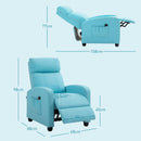 Poltrona Relax Massaggiante 68x88x98 cm con Telecomando e 8 Programmi Reclinazione e Poggiapiedi Azzurro 