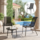 Set 2 Sedie da Giardino 54x71x93 cm Impilabili con Braccioli Curvi in Acciaio e Tessuto Traspirante Nero      