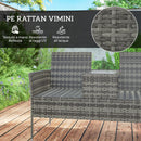 Panchina da Esterno 2 Posti 137x59x82 cm con Tavolino da Caffè in Acciaio e Rattan PE Grigio      