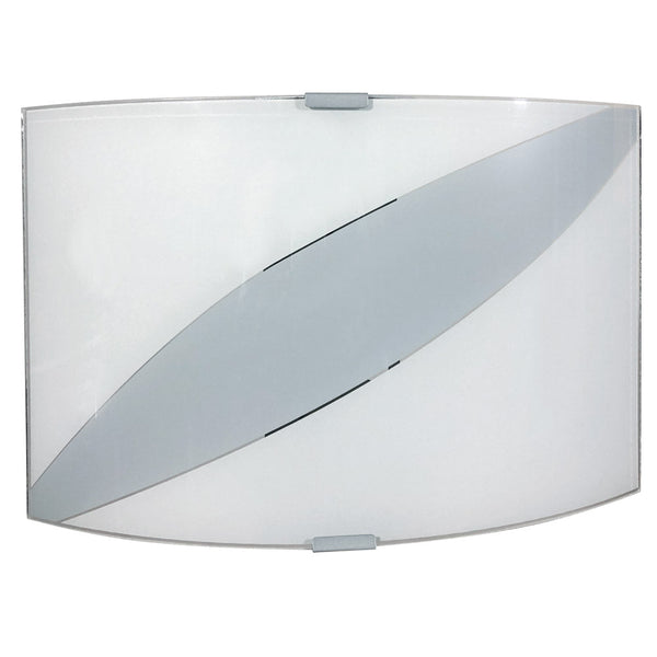 online Applique 1xE27 Montatura Argento Vetro Lastra Bianco Decorato Fascia E-Energy Valentina