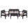 Set Salotto da Giardino 4 Posti Cuscini Avorio Struttura Nero Effetto Legno Malindi