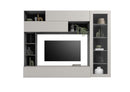 Parete Attrezzata Design Contemporaneo 277x40x210 cm con Anta Vetro Pratiko Ghisa e Pietra