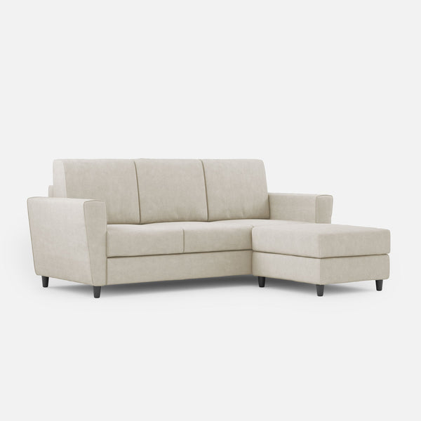 Divano 3 Posti con Pouf 212x155x85 cm Yasel in Tessuto Latte prezzo