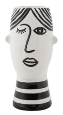 Vaso Face 13,2x11,8x26,3 cm in Porcellana Bianco e Nero      