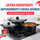 Set 3 Casseruole Milena con Coperchi e Mestoli Piano Cottura Universale Nero     
