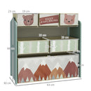Scaffale Portagiochi per Bambini 63x30x66 cm 6 Contenitore Rimovibili Verde