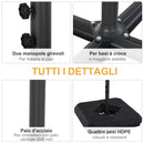 Base per Ombrellone da Giardino Ø48 80x80x50 cm in Plastica 60 Litri Nero
