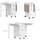 Tavolo Salvaspazio Pieghevole a Ribalta con 2 Cassetti e Armadietto 120x60x76,5 cm in Legno Bianco e Rovere      