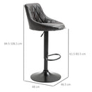 Set 2 Sgabelli da Bar 46,5x48x84,5-106,5 cm in Similpelle Marrone