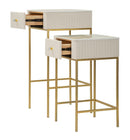 Tavolinetti Alti Wedding Quadrati Set 2 Pz Ø45x90 cm - Ø40x70 cm in Pino e MDF e Metallo      