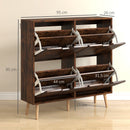 Mobile Scarpiera per 16 Paia di Scarpe 95x26x95 cm con 4 Cassetti Ribaltabili in Legno Marrone 