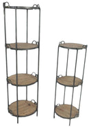 Set 2 Scaffali Portapiante Rotondi 3 e 4 Ripiani in Legno