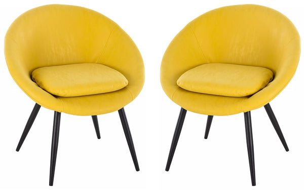 acquista Set 2 Sedie in Metallo e Similpelle Giallo